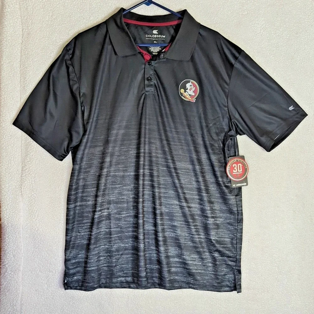 Colosseum Mens XL Florida State Seminoles Brand New Polo ombre‎ black to gray